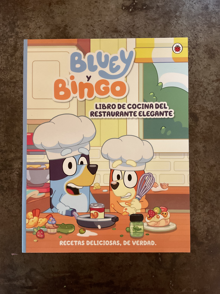 Bluey y Bingo libro de cocina restaurante elegante.