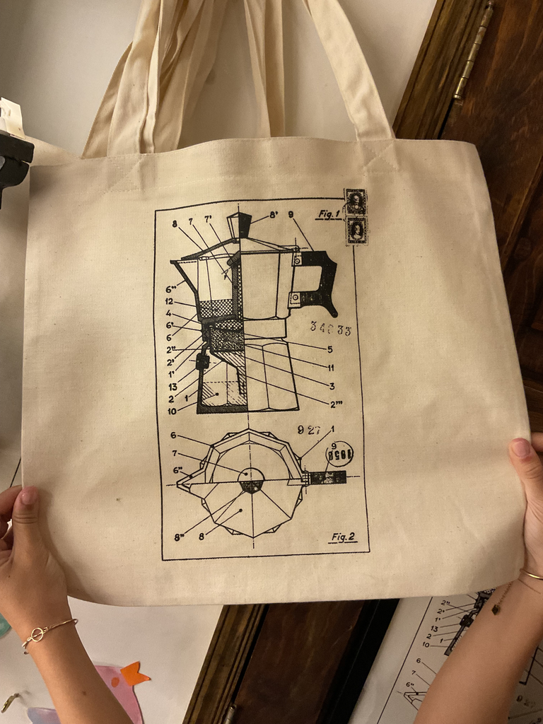 Tote bag Serigrafía Cafetera Bialetti. 